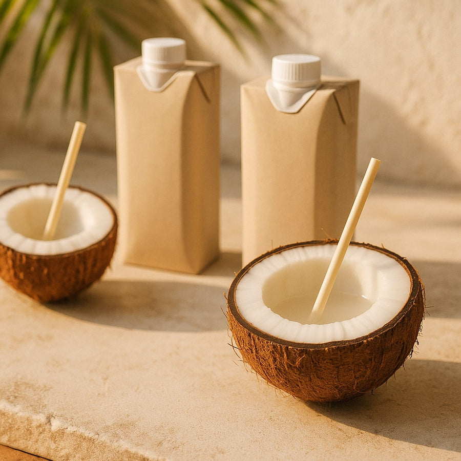 Agua de coco natural y en cartón