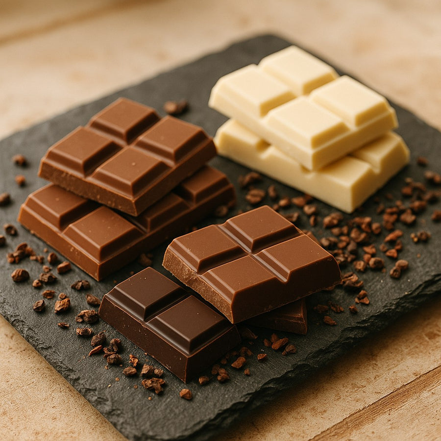 Chocolates en barra y trozos