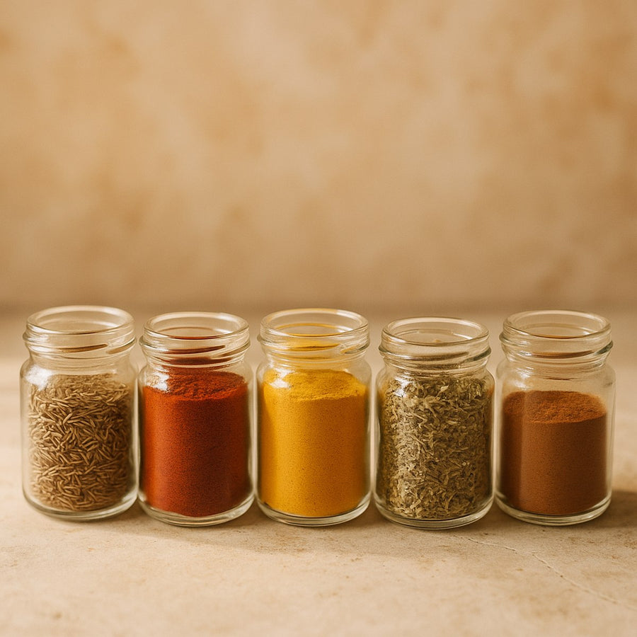 Especias individuales en frascos