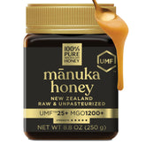 100% Pure New Zealand Honey tarro frontal que muestra pureza y cantidad