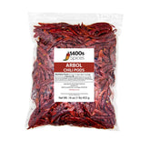 1400S SPICES paquete frontal de chiles de árbol, ingrediente listo para cocinar