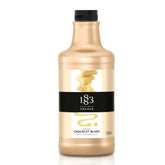 1883 MAISON ROUTIN botella frontal grande con salsa de chocolate blanco, aspecto profesional