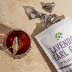 20 Leaves detalle de bolsita piramidal con hoja suelta dentro, mejor extracción del sabor