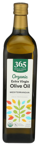 365 by Whole Foods Market botella frontal mostrando aceite orgánico, presentación clara