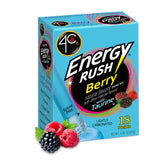 4C Energy Rush Berry empaque frontal mostrando 18 sobres y conveniencia