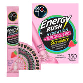 4C empaque frontal Energy Rush Stix mostrando cantidad y beneficio rehidratante