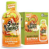 5-hour ENERGY botella frontal mostrando sabor Caramel Apple y conveniencia