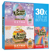 5-hour ENERGY frente del empaque mostrando la variedad y conveniencia