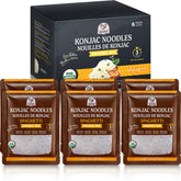 52USA.com envase frontal de fideos konjac spaghetti mostrando paquete múltiple y beneficios