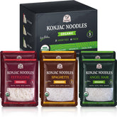 52usa paquete frontal de shirataki konjac mostrando el sello USDA Organic y beneficios
