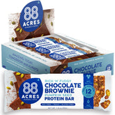 88 Acres frontal del paquete Fudge Brownie mostrando etiquetas y beneficios
