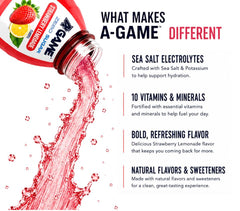 A-GAME detalle de la botella con etiqueta visible y cierre, información clara