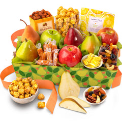 A Gift Inside caja frontal mostrando frutas y snacks frescos, ideal para regalar