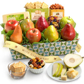 A Gift Inside cesta frontal con lazo With Sympathy, presenta condolencias con elegancia
