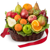 A Gift Inside cesta frontal con mezcla de frutas, presentación lista para regalar