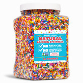 A Great Surprise vista frontal del envase de sprinkles arcoíris mostrando cantidad y diseño