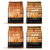 A-SHA empaque frontal mostrando variedad de sabores y beneficios
