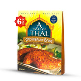 A Taste of Thai sobre frente mostrando etiqueta y conveniencia para cocinar rápido