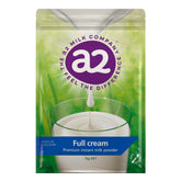 a2 Milk frente del empaque mostrando el sello A2 y cierre resellable para conservar frescura