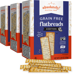 Absolutely flatbread empaque frontal mostrando las tres cajas y conveniencia