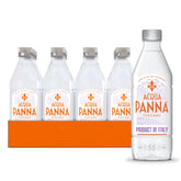 Acqua Panna pack frontal de 12 botellas mostrando presentación premium y conveniencia