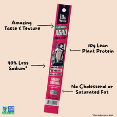AGRO textura cercana de un stick mostrando aspecto jugoso y snack proteico