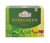 Ahmad Tea caja frontal mostrando las seis variedades y presentación elegante
