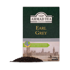 Ahmad Tea hojas sueltas en primer plano, textura y calidad visible
