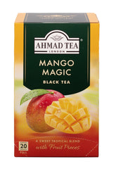 Ahmad Tea caja frontal mostrando Mango Magic y diseño atractivo