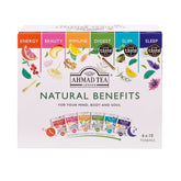 Ahmad Tea packaging frontal mostrando variedad y frescura