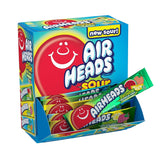 Airheads caja frontal con 60 barras surtidas mostrando variedad de sabores y cantidad