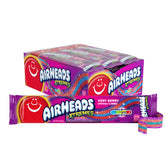Airheads paquete frontal mostrando 18 cinturones Very Berry y beneficio de compartir