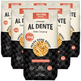 Al Dente empaque frontal mostrando fettuccine proteico y beneficios nutricionales