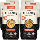 Al Dente paquete frontal mostrando fettuccine y beneficio proteína alta