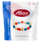 Albanese bolsa 40 oz frontal mostrando colores patrióticos y cierre resellable