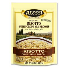 Alessi paquete frontal con etiqueta y imagen del risotto beneficios de conveniencia