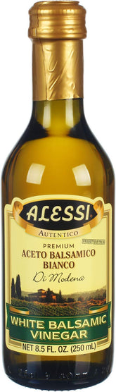 Alessi vinagre balsámico blanco botella frontal presenta aroma auténtico
