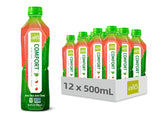 ALO botella frontal con etiqueta sandía y durazno mostrando diseño y claridad de marca