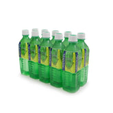 Aloevine vista frontal de la botella mostrando etiqueta y tamaño práctico