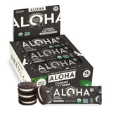 ALOHA caja frontal cookies and creme muestra 12 barras, conveniencia y sabor