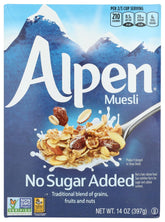 Alpen frente del empaque mostrando el diseño y beneficios visibles
