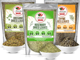 Amazing Chiles & Spices pack frontal mostrando romero, tomillo y orégano para variedad culinaria