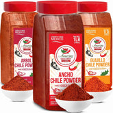 Amazing Chiles & Spices vista frontal del pack con tres bolsas 16 oz mostrando presentación