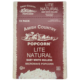 Amish Country Popcorn empaque frontal mostrando caja y beneficios