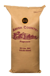 Amish Country Popcorn frente del embalaje mostrando cantidad y ventaja