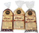 Amish Country Popcorn vista frontal del pack tres colores para regalar
