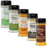 Amish Country Popcorn vista frontal del pack mostrando los cinco sabores y variedad