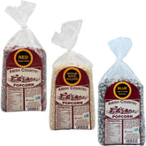 Amish Country Popcorn paquete frontal muestra variedad y conveniencia