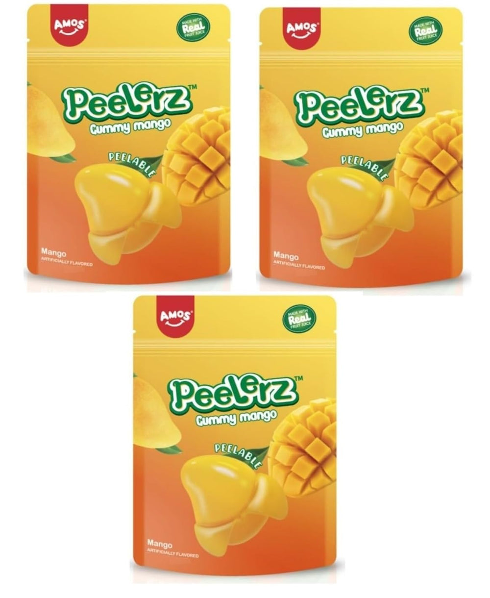Amos Peelerz Gummy Mango bolsa frontal con diseño visible y atractivo
