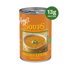 Amy's textura de la sopa en cuchara mostrando consistencia cremosa nutritiva